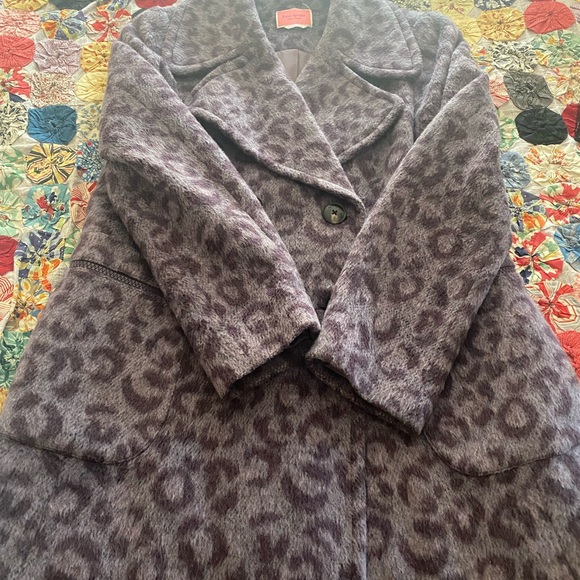 Kate Spade Brushed Leopard Peacoat in Purple, size 12/L - Picture 8 of 12